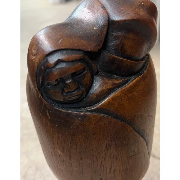 Vintage Arias Wood Carving Sculpture Woman & Child, 10" - Picture 3 of 16